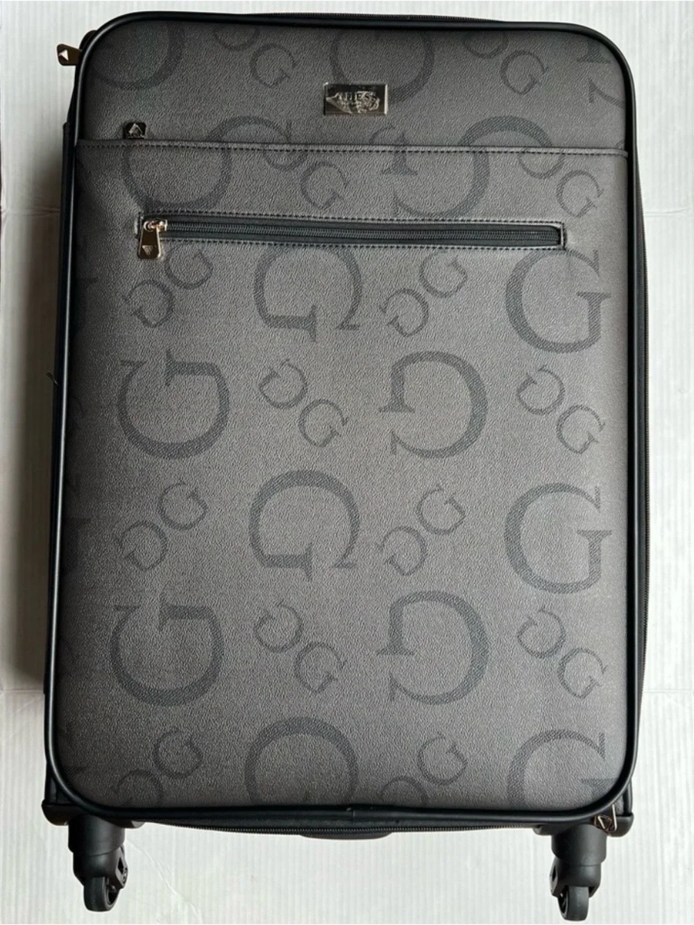 GUESS Logo Debossed Black Rolling Suitcase 24 “